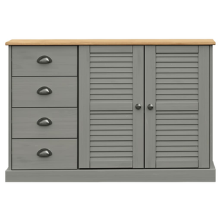 Sideboard with Drawers VIGO 113x40x75 cm Grey Solid Wood Pine - Giant Lobelia