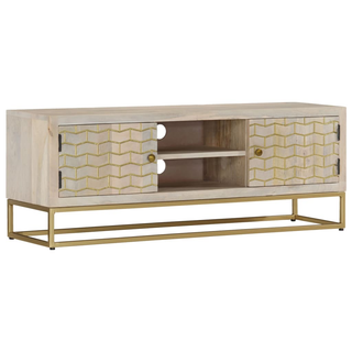 TV Cabinet 110x30x40 cm Solid Bleached Wood Mango - Giant Lobelia