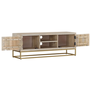 TV Cabinet 110x30x40 cm Solid Bleached Wood Mango - Giant Lobelia