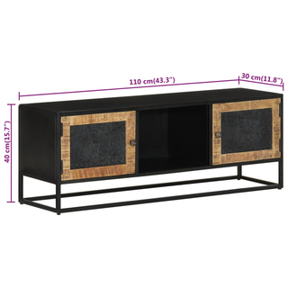 vidaXL TV Cabinet 110x30x40 cm Solid Wood Mango and Iron - Giant Lobelia