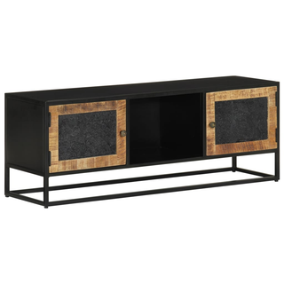 vidaXL TV Cabinet 110x30x40 cm Solid Wood Mango and Iron - Giant Lobelia