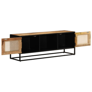 vidaXL TV Cabinet 110x30x40 cm Solid Rough Wood Mango&Iron - Giant Lobelia