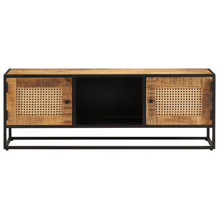 vidaXL TV Cabinet 110x30x40 cm Solid Rough Wood Mango&Iron - Giant Lobelia