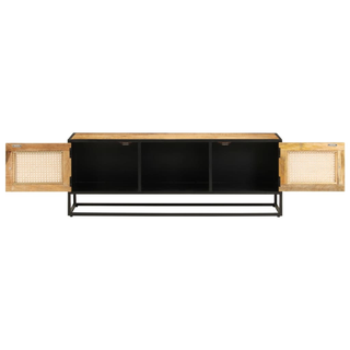 vidaXL TV Cabinet 110x30x40 cm Solid Rough Wood Mango&Iron - Giant Lobelia