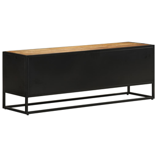 vidaXL TV Cabinet 110x30x40 cm Solid Rough Wood Mango&Iron - Giant Lobelia