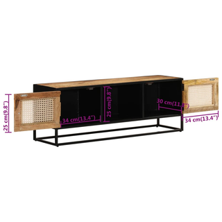 vidaXL TV Cabinet 110x30x40 cm Solid Rough Wood Mango&Iron - Giant Lobelia