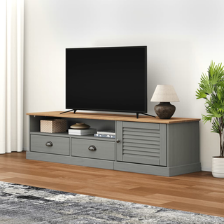 TV Cabinet VIGO Grey 156x40x40 cm Solid Wood Pine - Giant Lobelia