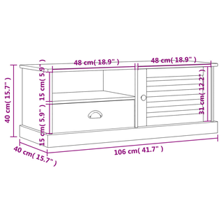 TV Cabinet VIGO White 106x40x40 cm Solid Wood Pine - Giant Lobelia