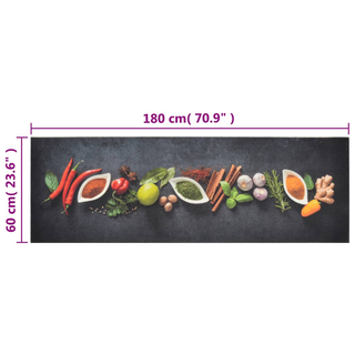 vidaXL Kitchen Rug Washable Spices 60x180 cm Velvet - Giant Lobelia