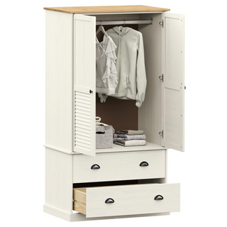 vidaXL Wardrobe VIGO White 90x55x176 cm Solid Wood Pine - Giant Lobelia