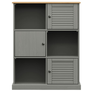 Bookcase VIGO Grey 90x35x114.5 cm Solid Wood Pine - Giant Lobelia