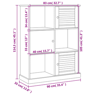 Bookcase VIGO Grey 90x35x114.5 cm Solid Wood Pine - Giant Lobelia