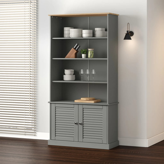 Bookcase VIGO Grey 85x35x170 cm Solid Wood Pine - Giant Lobelia