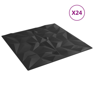 vidaXL Wall Panels 24 pcs Black 50x50 cm XPS 6 m² Amethyst - Giant Lobelia