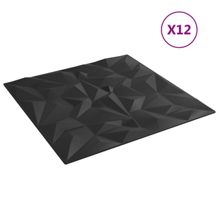 vidaXL Wall Panels 12 pcs Black 50x50 cm XPS 3 m² Amethyst - Giant Lobelia