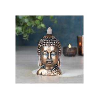 Bronze Buddha Head Backflow Incense Burner - Giant Lobelia