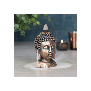 Bronze Buddha Head Backflow Incense Burner - Giant Lobelia