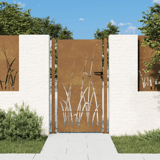 vidaXL Garden Gate 105x205 cm Corten Steel Grass Design - Giant Lobelia