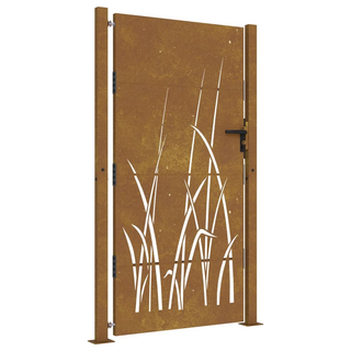 vidaXL Garden Gate 105x205 cm Corten Steel Grass Design - Giant Lobelia