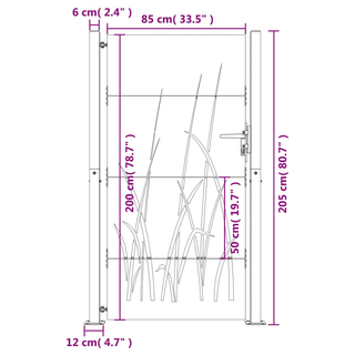 vidaXL Garden Gate 105x205 cm Corten Steel Grass Design - Giant Lobelia