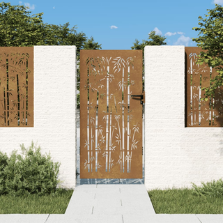 vidaXL Garden Gate 85x175 cm Corten Steel Bamboo Design - Giant Lobelia