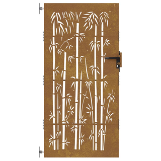 vidaXL Garden Gate 85x200 cm Corten Steel Bamboo Design - Giant Lobelia