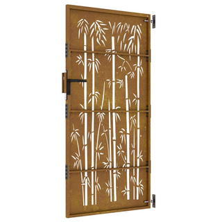 vidaXL Garden Gate 85x200 cm Corten Steel Bamboo Design - Giant Lobelia