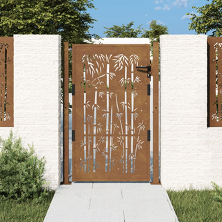 vidaXL Garden Gate 105x155 cm Corten Steel Bamboo Design - Giant Lobelia