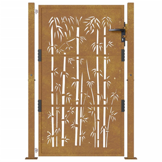 vidaXL Garden Gate 105x155 cm Corten Steel Bamboo Design - Giant Lobelia