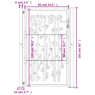 vidaXL Garden Gate 105x155 cm Corten Steel Bamboo Design - Giant Lobelia