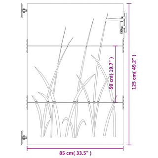 vidaXL Garden Gate 85x125 cm Corten Steel Grass Design - Giant Lobelia