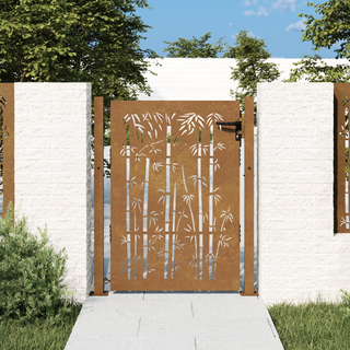 vidaXL Garden Gate 105x155 cm Corten Steel Bamboo Design - Giant Lobelia