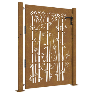 vidaXL Garden Gate 105x155 cm Corten Steel Bamboo Design - Giant Lobelia