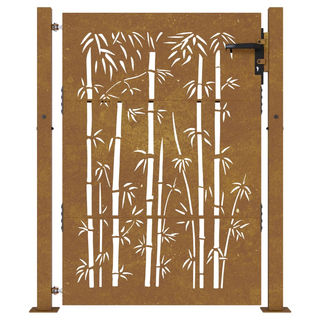 vidaXL Garden Gate 105x155 cm Corten Steel Bamboo Design - Giant Lobelia