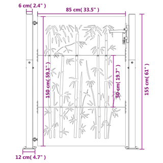 vidaXL Garden Gate 105x155 cm Corten Steel Bamboo Design - Giant Lobelia