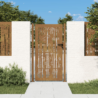 vidaXL Garden Gate 105x180 cm Corten Steel Bamboo Design - Giant Lobelia