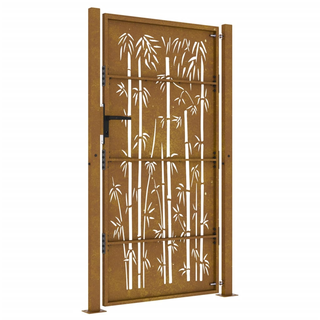 vidaXL Garden Gate 105x205 cm Corten Steel Bamboo Design - Giant Lobelia