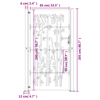 vidaXL Garden Gate 105x205 cm Corten Steel Bamboo Design - Giant Lobelia