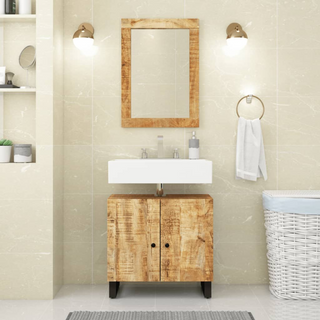 vidaXL Sink Cabinet 62x33x58 cm Solid Wood Mango and Engineered Wood - Giant Lobelia