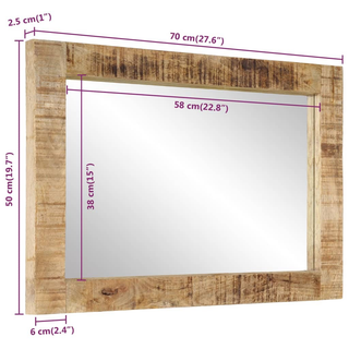 Mirror 70x50 cm Solid Wood Mango and Glass - Giant Lobelia