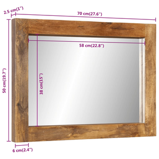 Mirror 70x50 cm Solid Wood Mango and Glass - Giant Lobelia