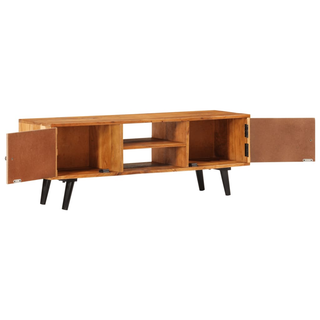 TV Cabinet with Doors 112x30x40 cm Solid Wood Acacia and Metal - Giant Lobelia