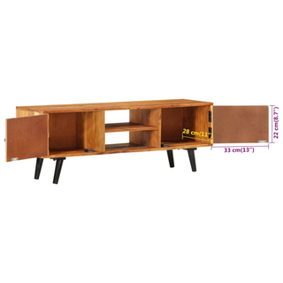 TV Cabinet with Doors 112x30x40 cm Solid Wood Acacia and Metal - Giant Lobelia