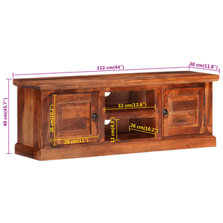 vidaXL TV Cabinet with Doors 112x30x40 cm Solid Wood Acacia - Giant Lobelia