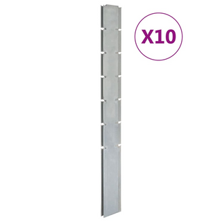 Garden Fence Posts 10 pcs Silver 180 cm Galvanised Steel - Giant Lobelia