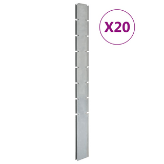 Garden Fence Posts 20 pcs Silver 200 cm Galvanised Steel - Giant Lobelia