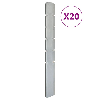 Garden Fence Posts 20 pcs Silver 160 cm Galvanised Steel - Giant Lobelia