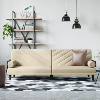 vidaXL Sofa Bed with Armrests Cream Fabric - Giant Lobelia