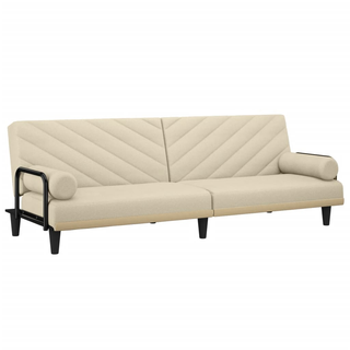 vidaXL Sofa Bed with Armrests Cream Fabric - Giant Lobelia