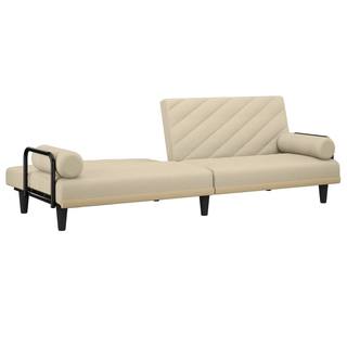 vidaXL Sofa Bed with Armrests Cream Fabric - Giant Lobelia